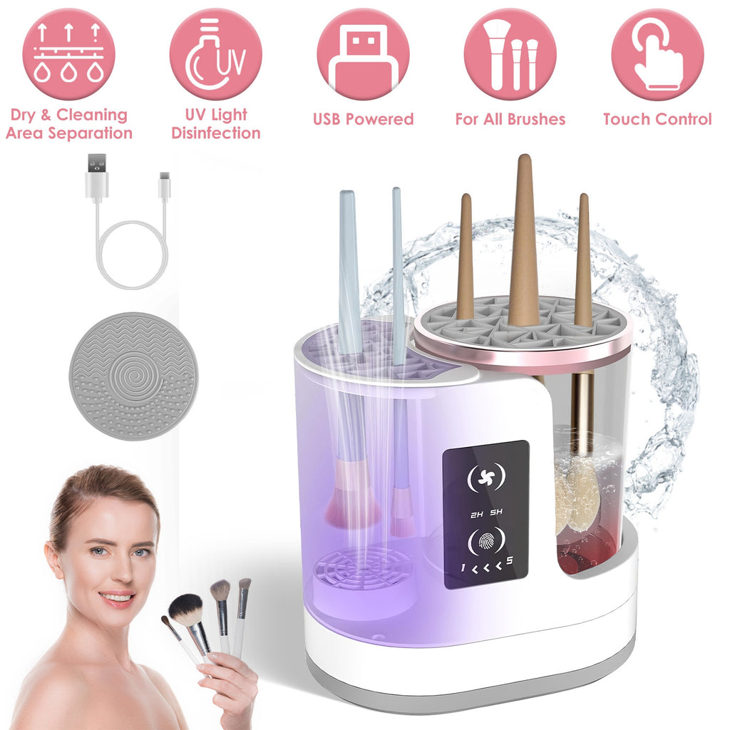 Nettoyeur de Pinceaux Maquillage 4-en-1 — UV & Séchage Automatique