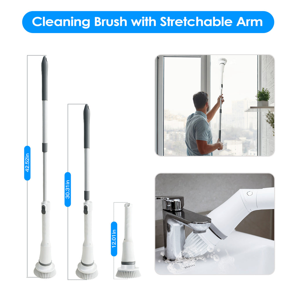 Brosse Nettoyante Électrique Rotative — Rechargeable & Télescopique