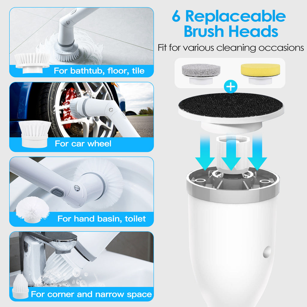 Brosse Nettoyante Électrique Rotative — Rechargeable & Télescopique