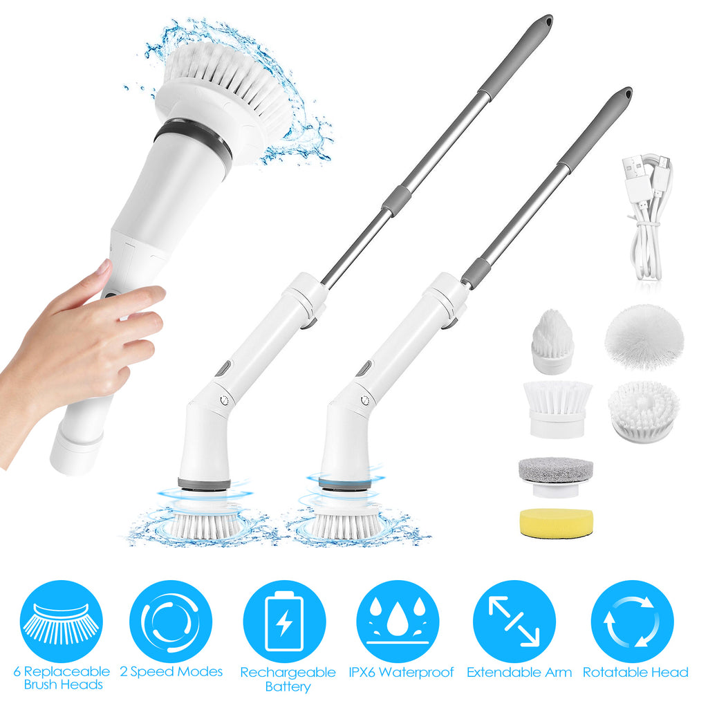 Brosse Nettoyante Électrique Rotative — Rechargeable & Télescopique