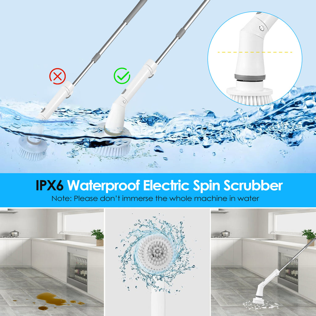 Brosse Nettoyante Électrique Rotative — Rechargeable & Télescopique