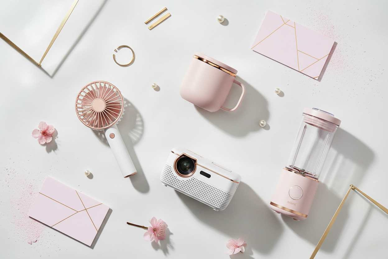 Flat lay rose or Trendoria