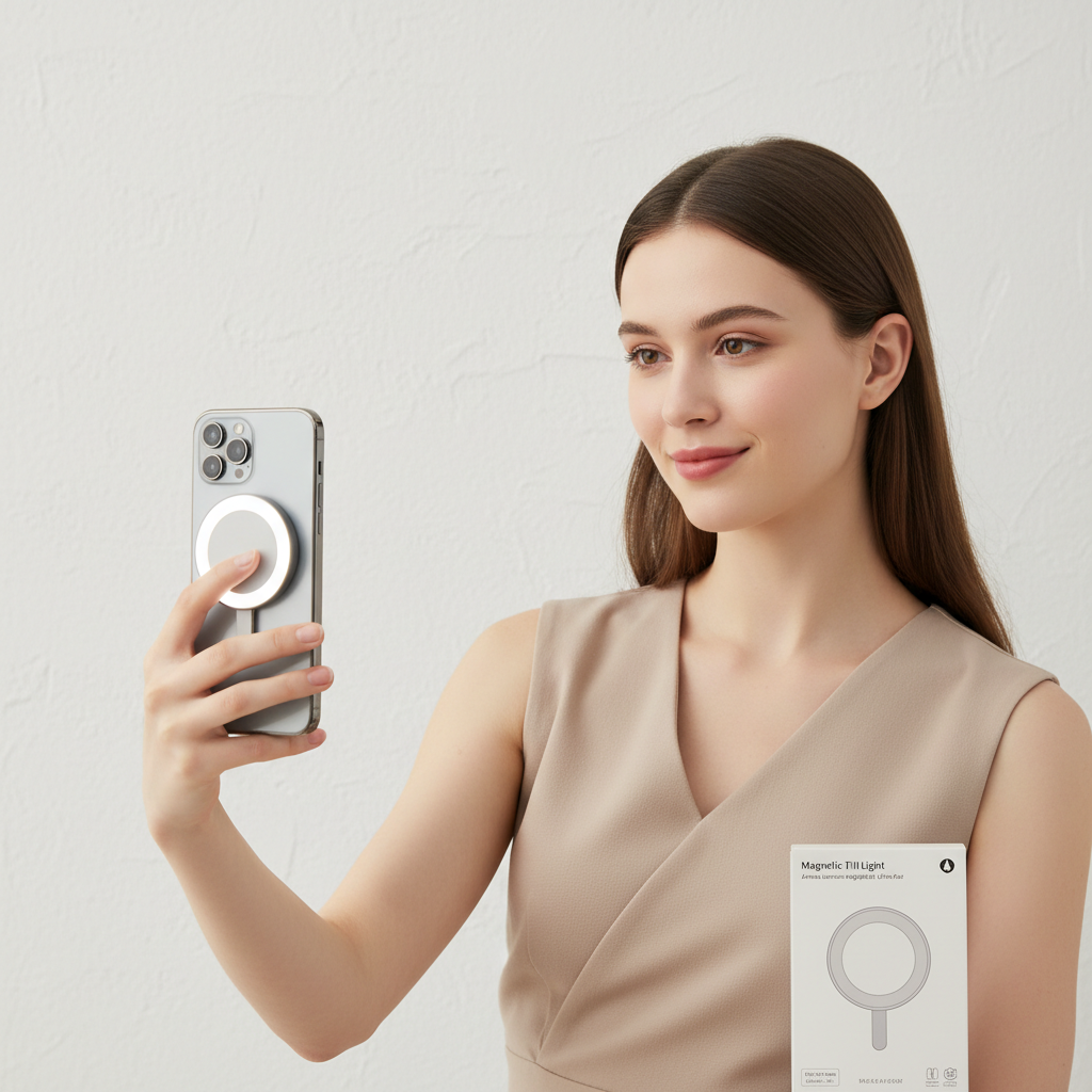 Magnetic fill light anneau lumineux selfie smartphone