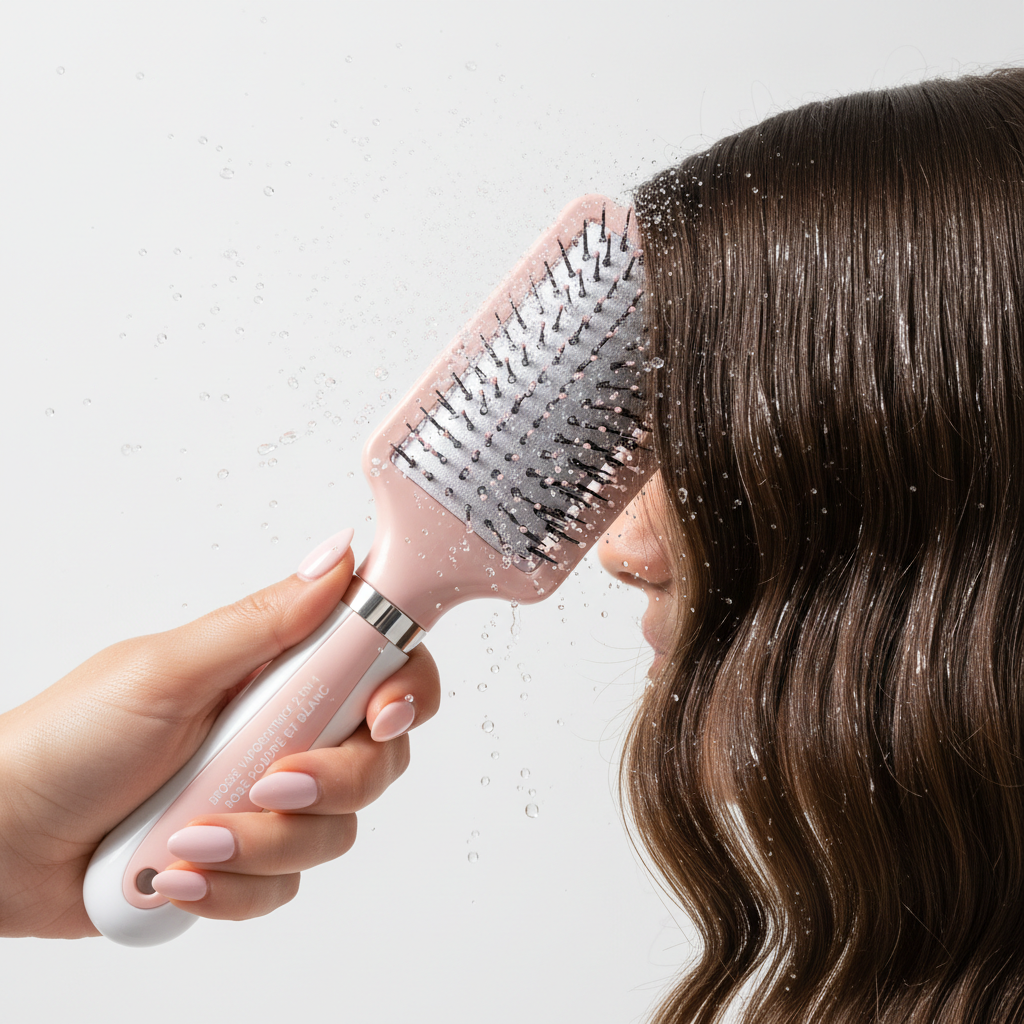 Water spray hairbrush brosse vaporisatrice cheveux hydratés